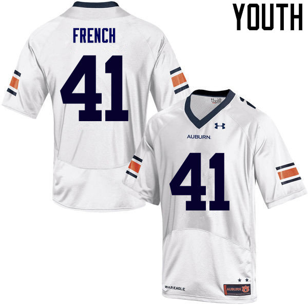 Auburn Tigers Youth Josh French #41 White Under Armour Stitched College NCAA Authentic Football Jersey IAG1774PJ